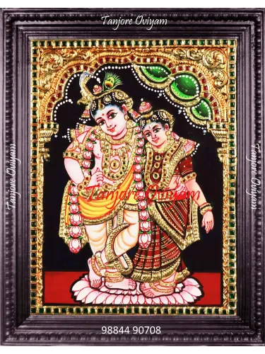 Handcrafted standingRadha Krishna Tanjore Painting